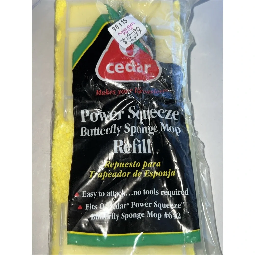Vintage 2002 O‎ Cedar Power Squeeze Butterfly Sponge Mop Refill #642 New NOS